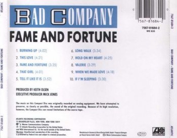 Bad Company : © 1986 ''Fame And Fortune''