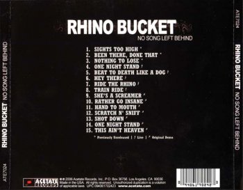 Rhino Bucket - No Song Left Behind 2006 - 2007
