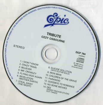 Ozzy Osbourne : © 1987 ''Randy Rhoads - Tribute''(Japan paper sleeve collection, 2007)