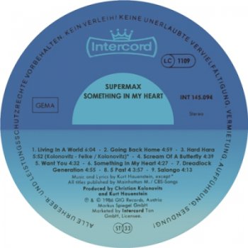 Supermax – Something In My Heart (1986)LP