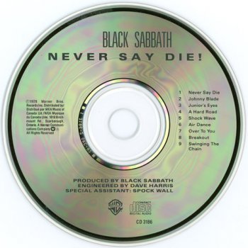 Black Sabbath  -  Never Say Die ! (Canadian 1st Press, WB-3186)