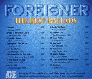 Foreigner © - 1995 The Best Ballads
