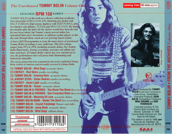 Tommy Bolin © - 1996 From The Archives ~ Volume One