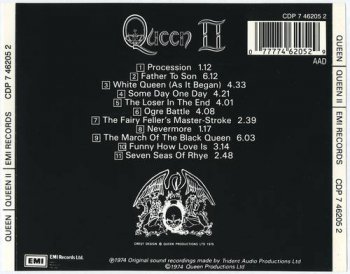 Queen : © 1974 ''Queen II'' (1st.press. UK.Germany, EMI, CDP 7 46205 2, 1986)