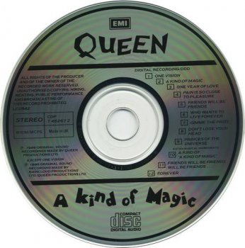 Queen : © 1986 ''A Kind of Magic'' (1st.press. UK, EMI, CDP 7 46267 2, 1986)