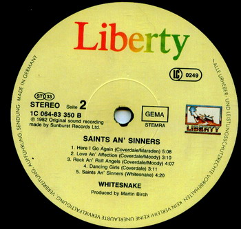 Whitesnake © - 1982 Saints & Sinners (Vinyl Rip 24/192)