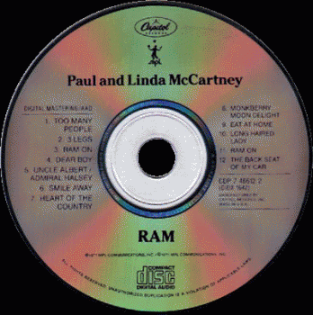 Paul and Linda McCartney - Ram - 1971 (Capitol/Parlophone 1987 - First Pressing)