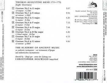 Thomas Augustine Arne -  Eight Overtures (DECCA 475 9117)