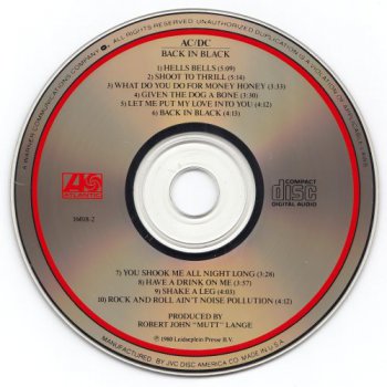 AC/DC - Back In Black (US Original Edition - 2 Versions) 1980