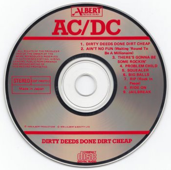 AC/DC - Dirty Deeds Done Dirt Cheap (Albert / EMI Australian Original 1st issue, Japan Press) 1976