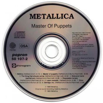 Metallica - Master Of Puppets (4 Versions) 1986
