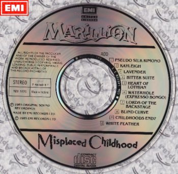 Marillion - Misplaced Childhood (ADD • 1985 • EMI)