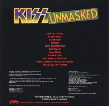 KISS - Unmasked (Japanese Edition) 1980