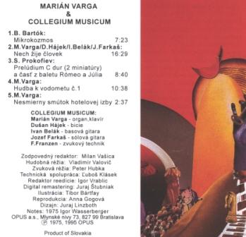 Marian Varga & Collegium Musicum - Marian Varga & Collegium Musicum 1975 (Opus 1995)