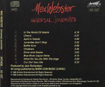 Max Webster - Universal Juveniles (1980) [Reissue 1999]