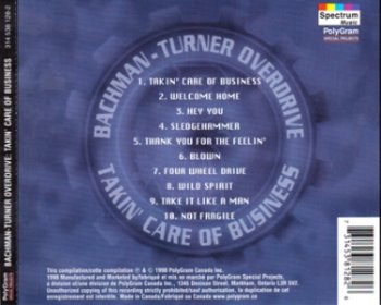 Bachman-Turner Overdrive - Takin' Care Of Business 1998 (Compilation / PolyGram Group Canada Inc.)