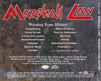 Marshall Law - Warning From History 1999 (Pony Canyon / Japan Edit.)