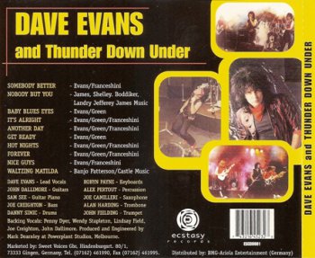 Dave Evans And Thunder Down Under - Dave Evans And Thunder Down Under 1986 (Ecstasy Rec. 2000) 