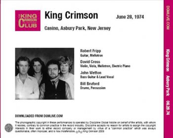 King Crimson - Casino-Asbury Park, Jun 28 1974 Bootleg (Digital Album 2005)