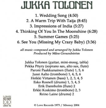 Jukka Tolonen - Summer Games (1973) [Reissue 2004]