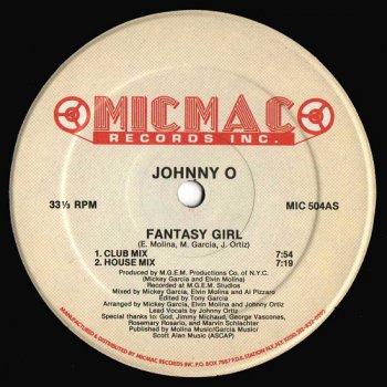 Johnny O - Fantasy Girl (Vinyl,12'') 1989