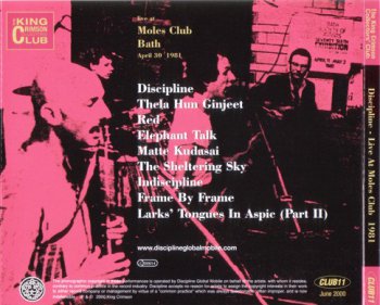 King Crimson - Live At Moles Club, Bath, 1981 (Bootleg/D.G.M. Collector's Club 2000) 
