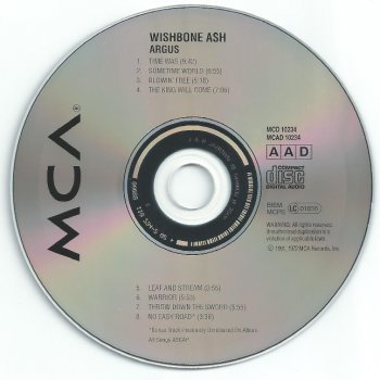 Wishbone Ash - "Argus" - 1972 (MCD 10234, MCAD 10234, 1991)