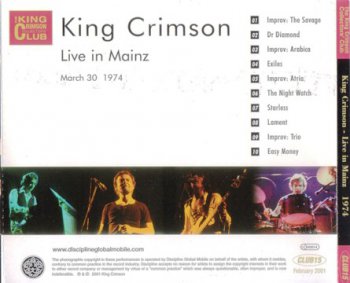 King Crimson - Live In Mainz 1974 (Bootleg/D.G.M. Collector's Club 2001)