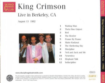 King Crimson - Live In Berkeley, CA 1982 (Bootleg/D.G.M. Collector's Club 2001)