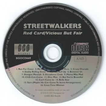 Streetwalkers - "Red Card + Vicious But Fair" - 1976/77 (BGOCD 669)
