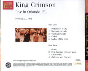 King Crimson - Live In Orlando, FL, 1972 (2CD Bootleg/D.G.M. 2003)