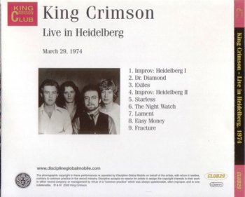 King Crimson - Live in Heidelberg March 29, 1974 (Bootleg/D.G.M. Collector's Club 2005) 