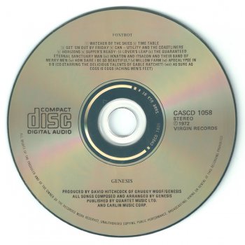 Genesis - "Foxtrot" - 1972 (UK 1st press, CASCD 1058)