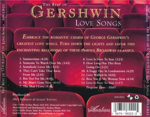 Mev Berman & The Avalon Strings - The Best Of Gershwin Love Songs (1996)