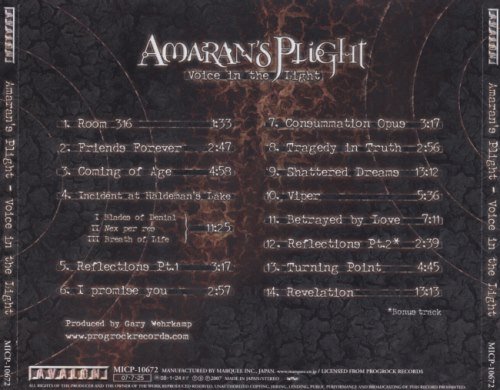 Amaran's Plight - Voice In The Light [Japanese Edition] (2007)