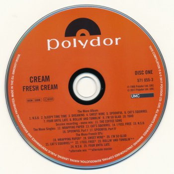 Cream: 1966 Fresh Cream / 3CD + Blu-ray Audio Box Set Polydor Records 2017