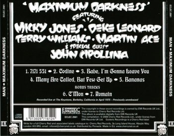 Man With John Cipollina - Maximum Darkness with bonus tracks(2008)