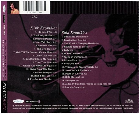Dave Davies - Unfinished Business: Dave Davies Kronikles 1963-1998 (1999) [2CD] 