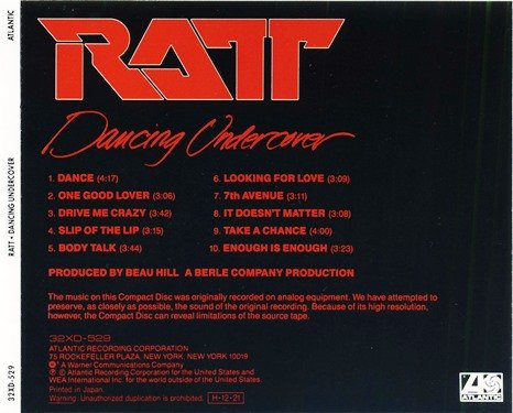 Ratt - Dancing Undercover (1986) [Japan Press]