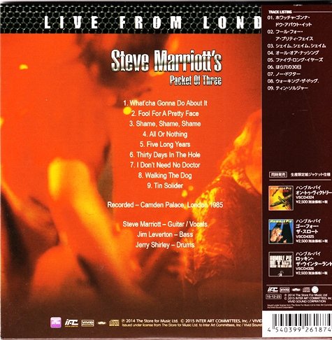 Steve Marriott's Packet Of Three - Live From London (2015) [Japan Edit.]