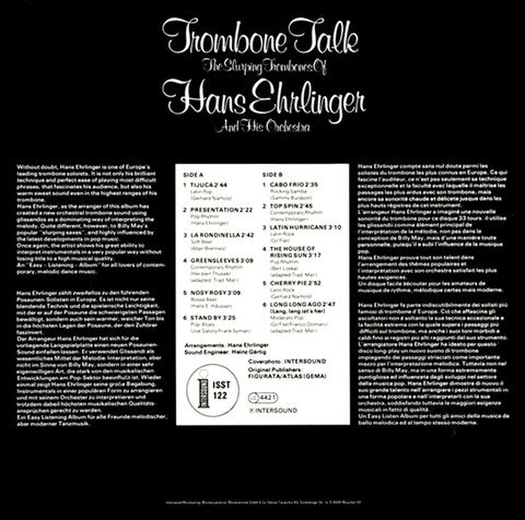 Hans Ehrlinger And His Orchestra - Trombone Talk (1980)