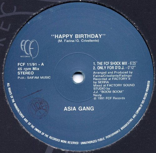 Asia Gang - Happy Birthday (Vinyl, 12'') 1991