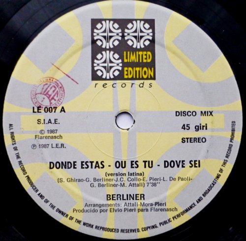 Berliner - Donde Estas (Vinyl, 12'') 1987