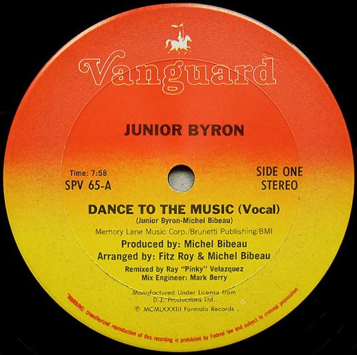 Junior Byron - Dance To The Music (Vinyl, 12'') 1983