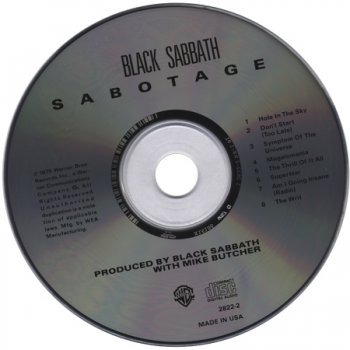 Black Sabbath  - Sabotage  (US 1st Press WBM 2822-2)