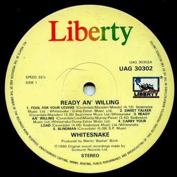 Whitesnake © - 1980 Ready An '  Willing (Vinyl Rip 24/192)