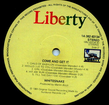 Whitesnake © - 1981 Come An' Get It (Vinyl Rip 24/192)