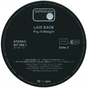 Laid Back - Play It Straight – 1985 [LP] [Vinyl-Rip, 24Bit/192kHz]