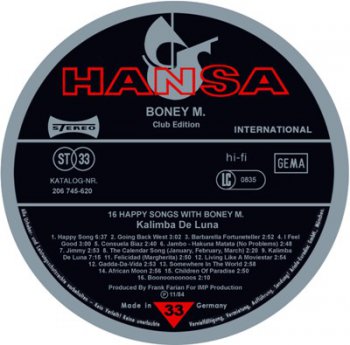 Boney M. - Kalimba De Luna - 1984[LP][Vinyl-Rip, 24Bit/96kHz]