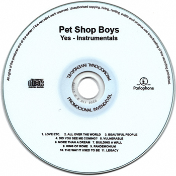 PET SHOP BOYS: Yes (INSTRUMENTAL EDITION) (2009)